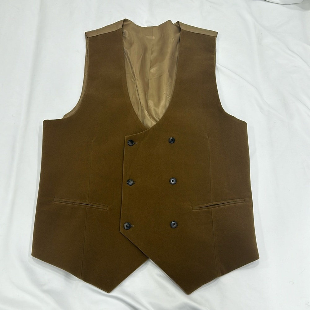 Suede vest double button